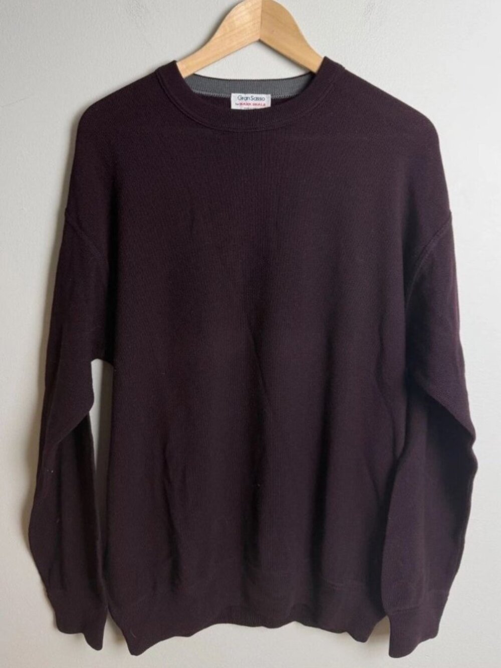 Gran Sasso for Mark Shale Burgundy Knit Sweater Made in Italy